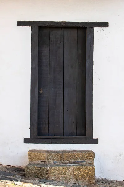 Old Door Facade House Santana Parnaiba Historic City Colonial Period —  Fotos de Stock