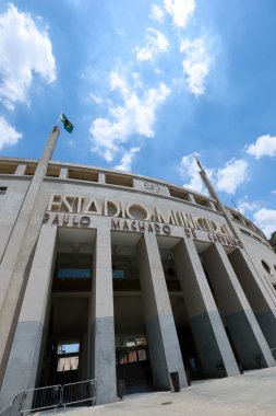 Sao Paulo, Brezilya - Eylül 2018 - yaklaşık cephe Pacaembu Stadyumu, Sao Paulo, Brezilya