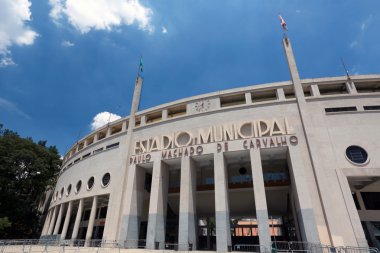 Sao Paulo, Brezilya - Eylül 2018 - yaklaşık cephe Pacaembu Stadyumu, Sao Paulo, Brezilya