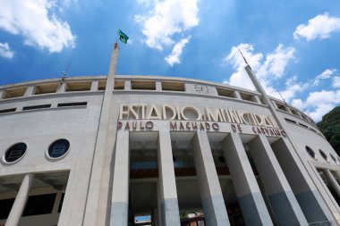 Sao Paulo, Brezilya - Eylül 2018 - yaklaşık cephe Pacaembu Stadyumu, Sao Paulo, Brezilya