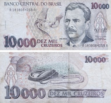 Sao Paulo, Brezilya - 18 Eylül 2014 - Brezilya carlos chagas portre, cientist Bill'le antikalar. kullanılan sezon yüksek enflasyon, 70 's ve 80 's on yıl içinde