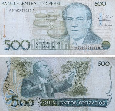 Sao Paulo, Brezilya - 18 Eylül 2014 - Brezilya carlos chagas portre, cientist Bill'le antikalar. kullanılan sezon yüksek enflasyon, 70 's ve 80 's on yıl içinde