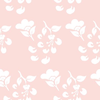 üzerinde bir pembe arka plan seamless modeli-beyaz çiçek ve falli