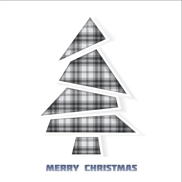 白い背景の上のクリスマス ツリーの tartan パターン — ストックベクタ