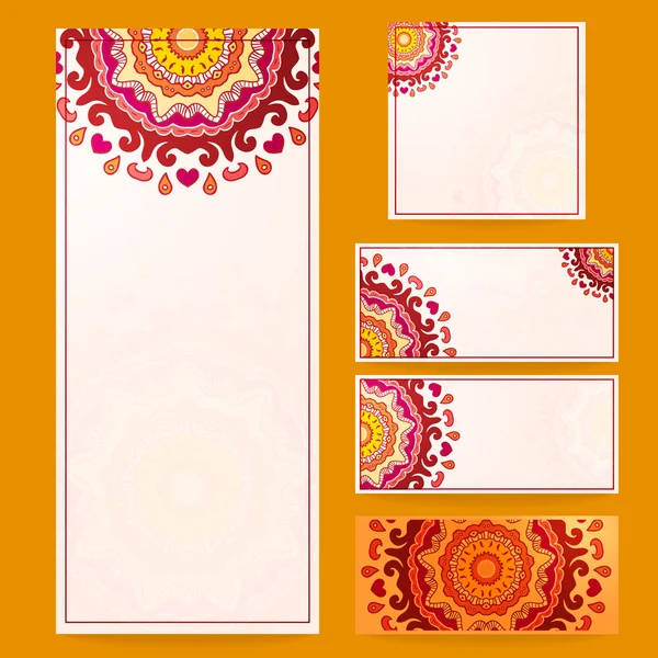 Set of floral wedding cards — Stock Vector