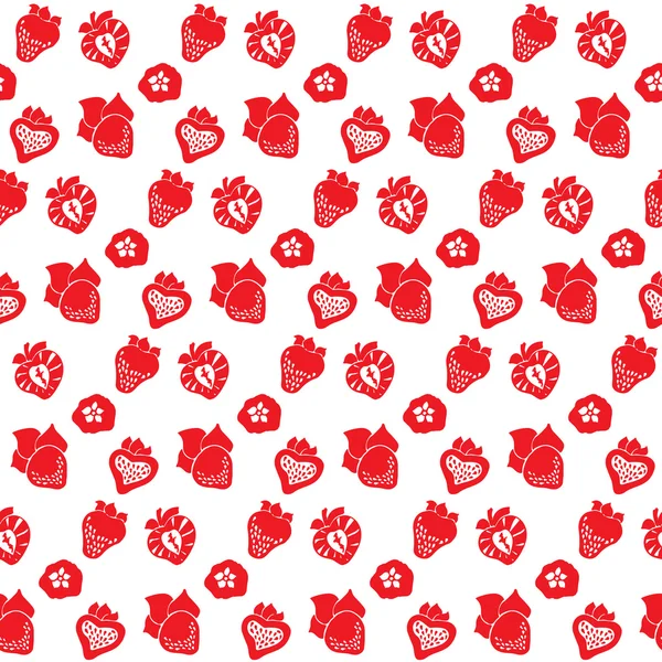 Background with red strawberries. seamless pattern. — Stock Vector