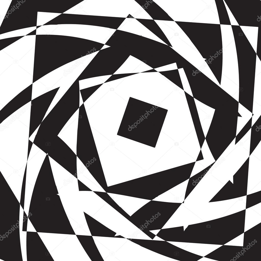 Abstract background is an optical illusion of black and white sq
