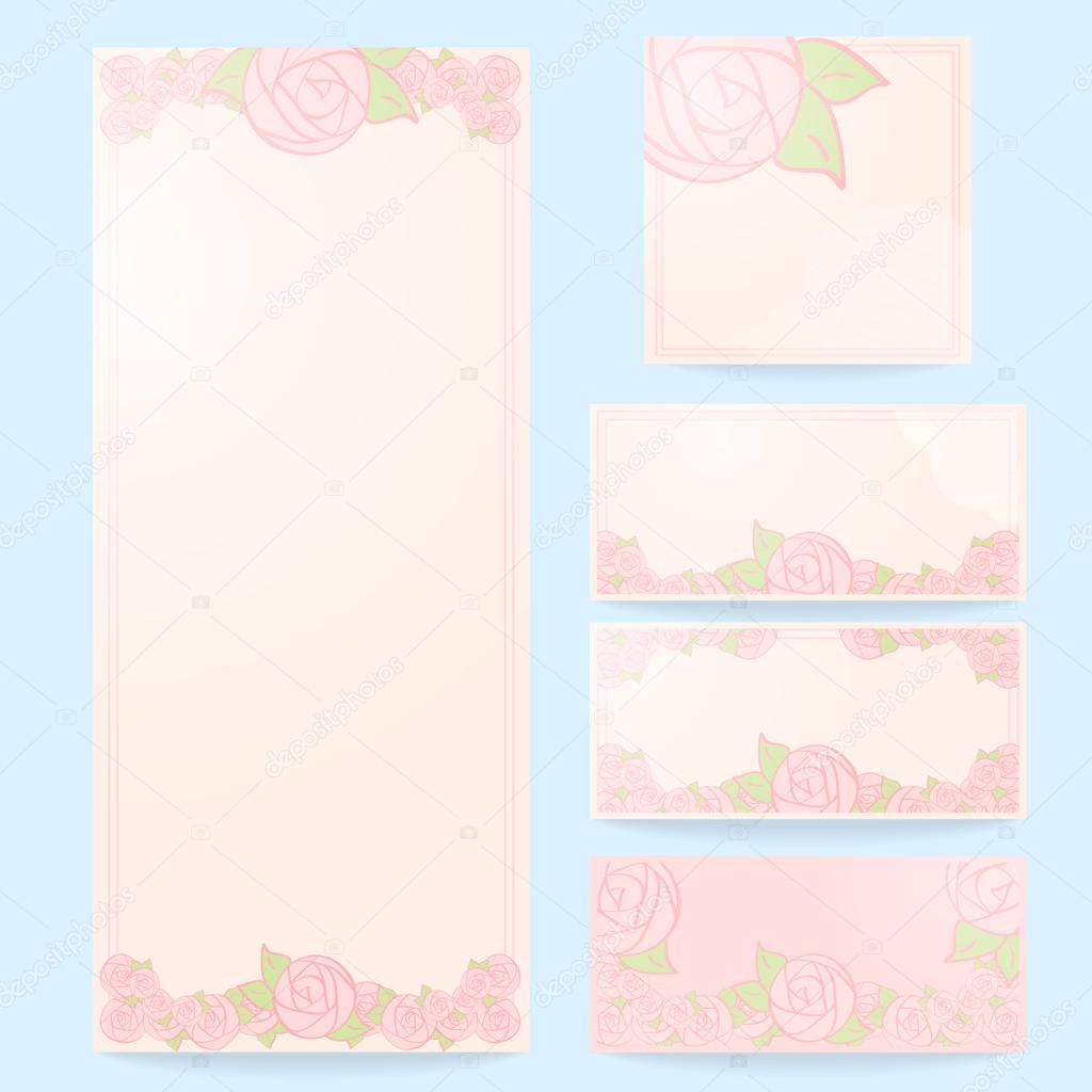 Set of floral wedding cards, invitations