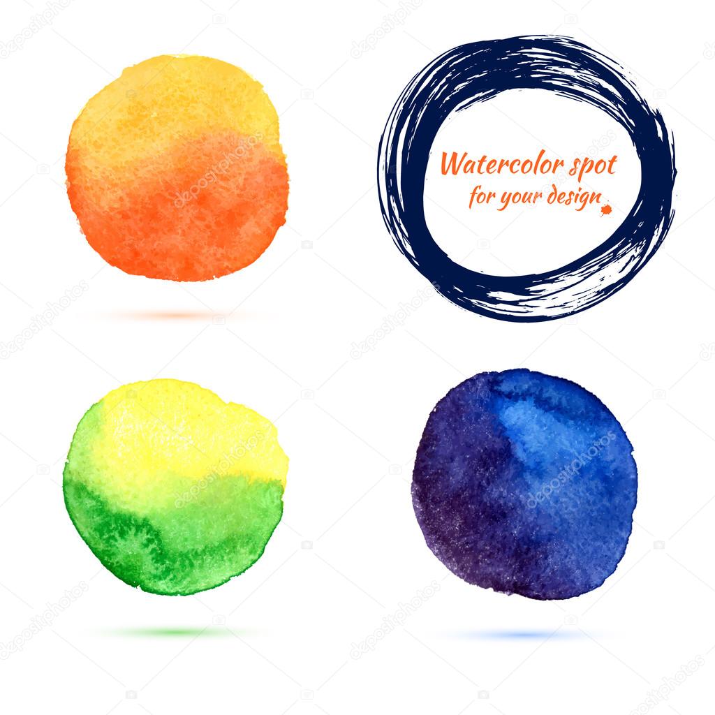 Watercolor brush strokes and circle splashes