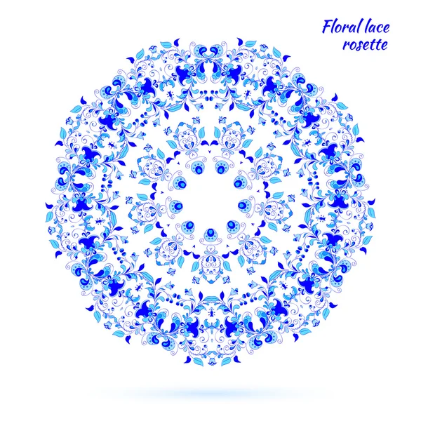 Patrón circular de encaje de flores azules — Vector de stock