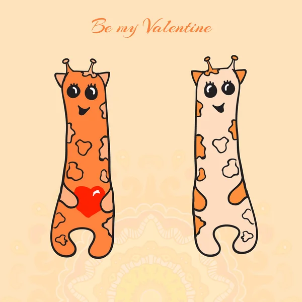 Carte Saint Valentin avec girafes de dessin animé — Image vectorielle