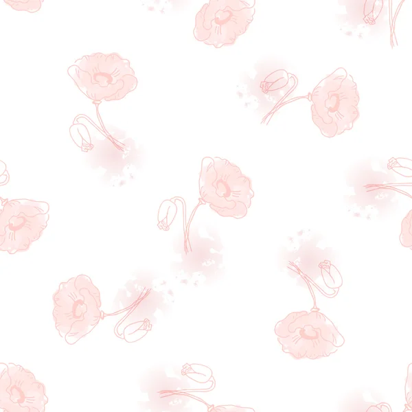 Patrón de flores de amapola rosa — Vector de stock