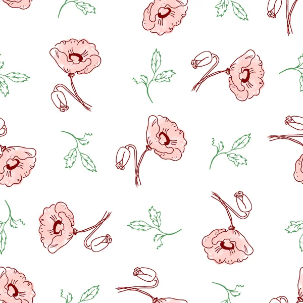 Patroon van papaver bloemen — Stockvector