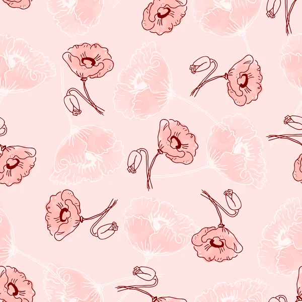 Modèle de fleurs de pavot rouge — Image vectorielle