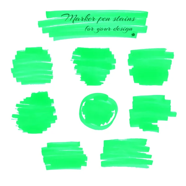 Taches de stylo marqueur vert — Image vectorielle