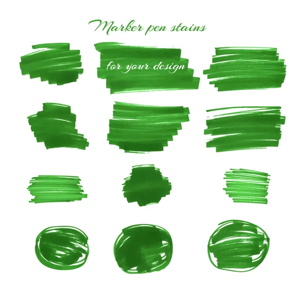 Taches de stylo marqueur vert — Image vectorielle