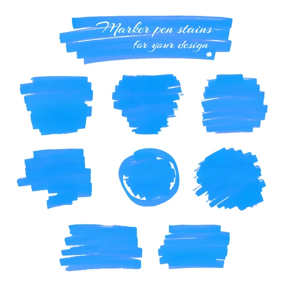 Taches de stylo marqueur bleu — Image vectorielle