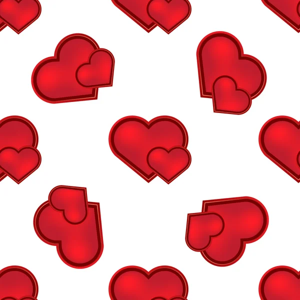 Kırmızı kalplerle kusursuz desen — Stok Vektör