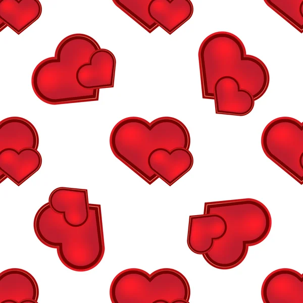 Patrón sin costuras con corazones rojos — Vector de stock