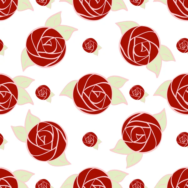 Seamless pattern of stylized red rose — Stock Vector