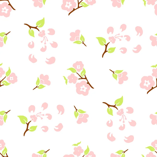 Fleurs et feuilles de cerisier stylisées — Image vectorielle