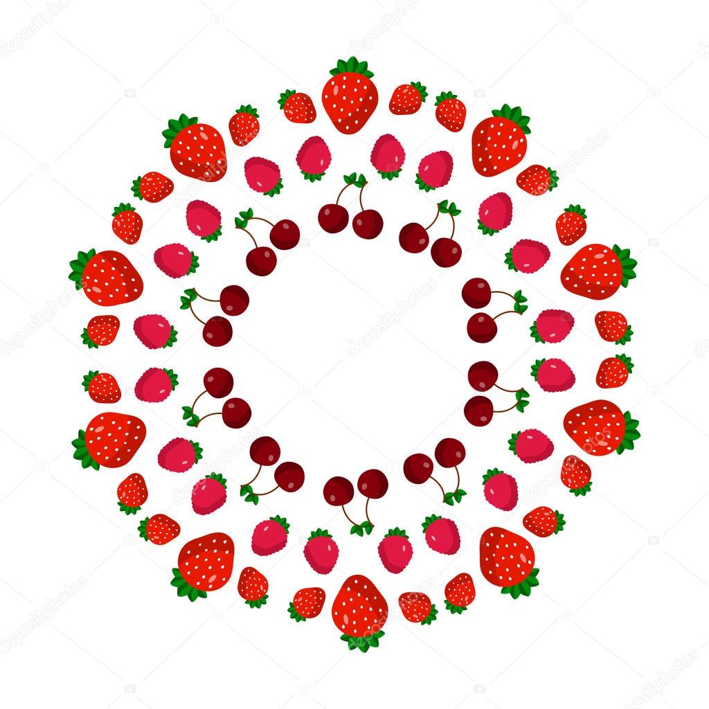 set of fruits, berries