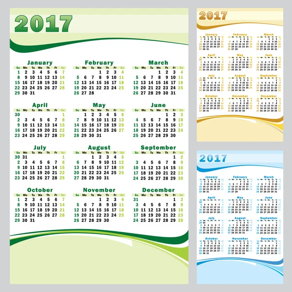 Vector Calendar 2017 - set — Stock Vector