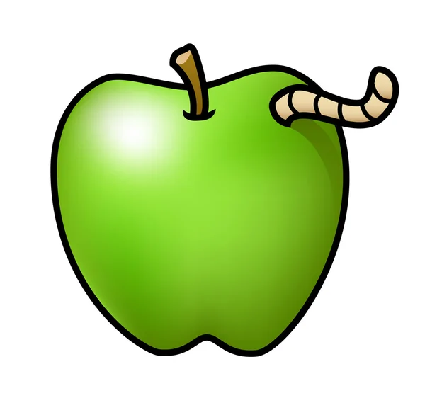 Apple met een worm — Stockvector