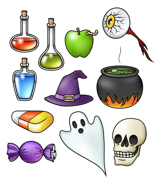 Colección de objetos de Halloween — Vector de stock