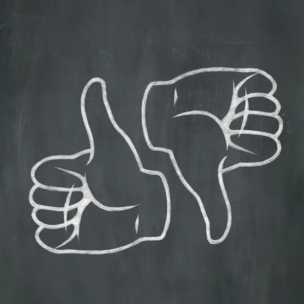 Thumbs Chalk Up Thumbs Down — Stok Foto