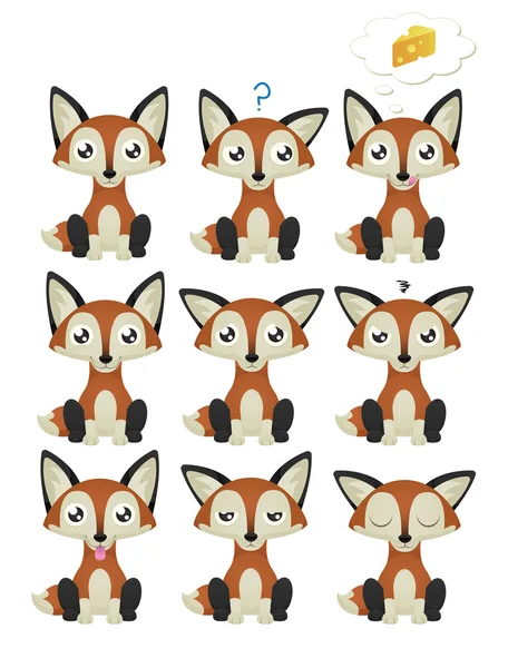 Emoticon-Set für Fuchs — Stockvektor