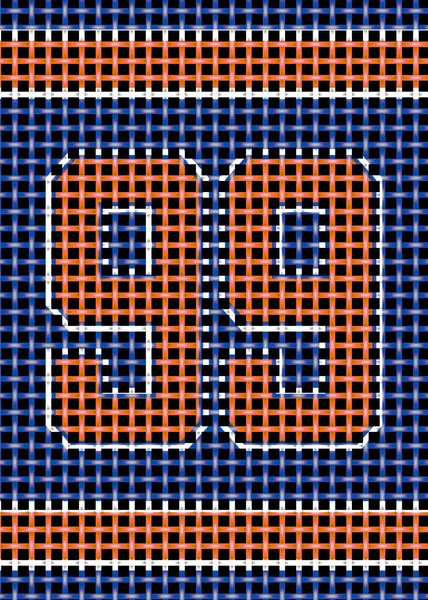 テクスチャスポーツジャージーパネル番号99ブルーとオレンジ — ストック写真