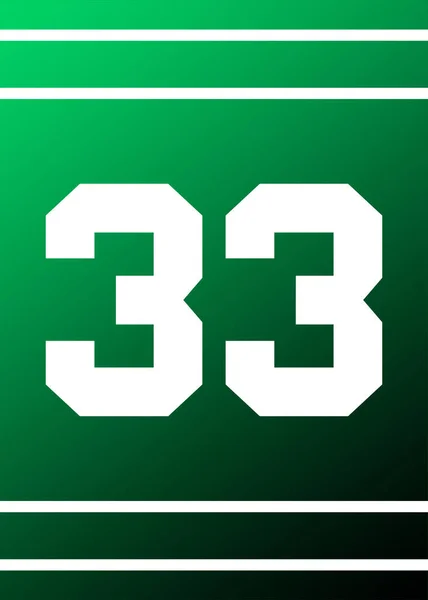 輝くスポーツジャージーパネル番号33緑と白 — ストック写真