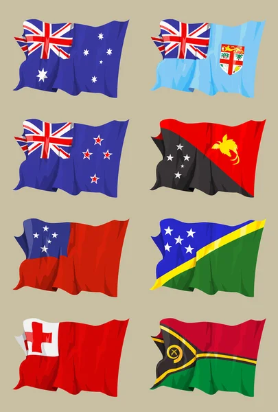 Восемь океанических флагов — стоковое фото