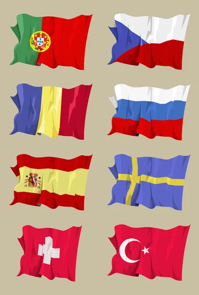 Osiem europejskich flag — Zdjęcie stockowe