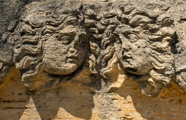 Antike Skulptur Antalya Museum Antalya Türkei Zwei Gesichter Blicken Einander — Stockfoto