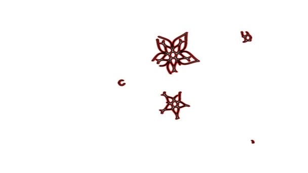 Bunte metallische Blumen Animation - rot — Stockvideo