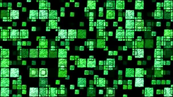 Achtergrond - vierkanten lus Green Abstract schetsmatig gloeiende — Stockvideo