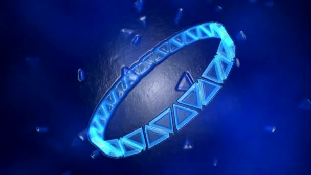 Roterende Ring van driehoeken animatie - lus Blue Abstract — Stockvideo