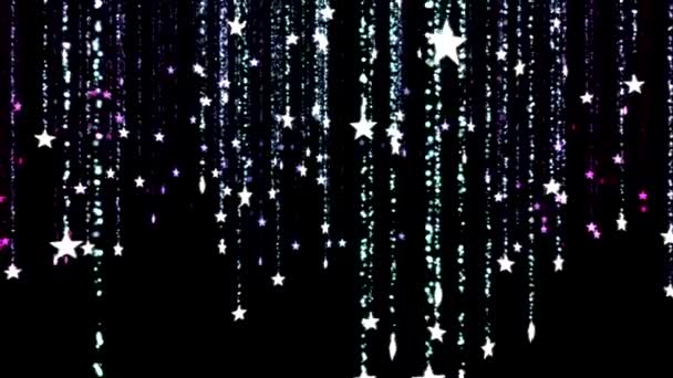 Glitter sterren, Kerstmis decoratie - lus — Stockvideo