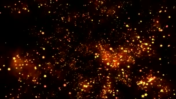 Podróży kosmicznych przez kształty gwiazda - pętla Orange — Wideo stockowe