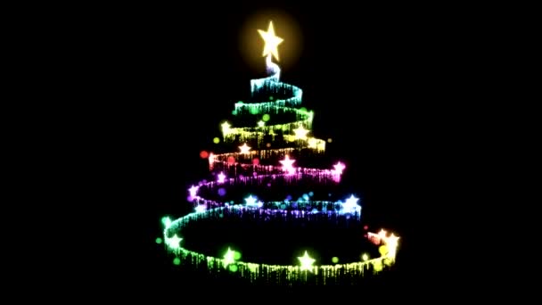 Rotating Christmas Tree Animation - Loop Rainbow — Stock Video