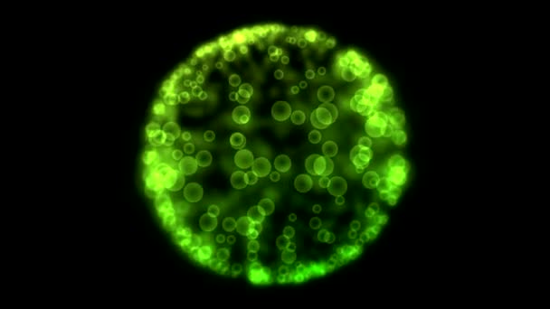 Animation abstraite de sphères de particules - Boucle verte 
