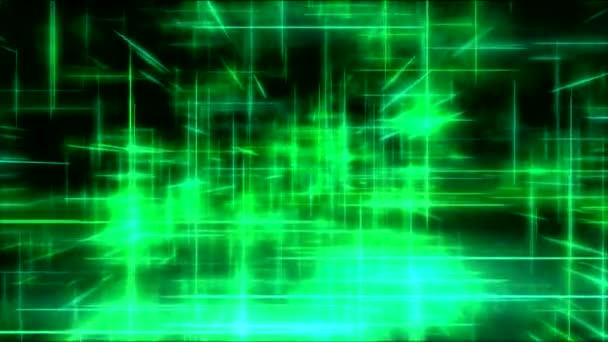 Travel through a grid of light beams - Loop Green — Stock Video