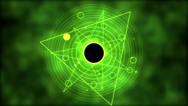 Magisk cirkel, geometriska bakgrunden Animation - Loop Green — Stockvideo