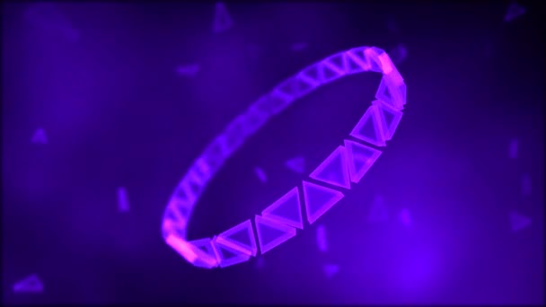 旋转环的三角形动画-循环紫 — 图库视频影像