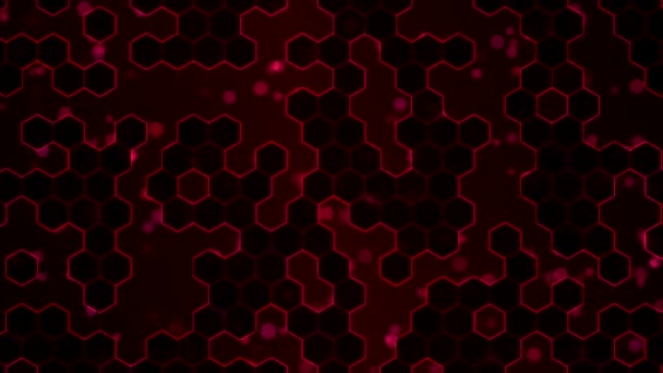 スクロール六角形の背景のアニメーションのループ レッド — ストック動画