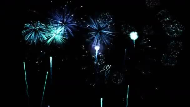Animación del espectáculo de fuegos artificiales - Loop Blue — Vídeo de stock