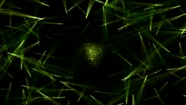 Işık ışınları animasyon döner soyut - yeşil döngü — Stok video