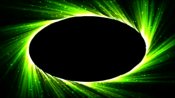 Animación de rayos de luz ovalada brillante - Loop Green — Vídeos de Stock